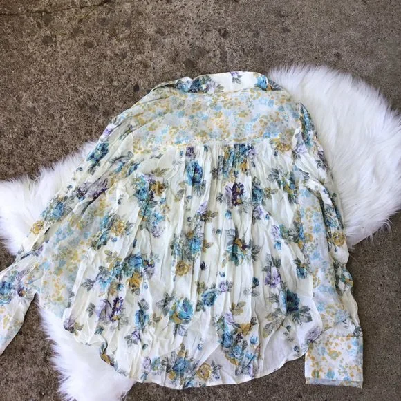 Free People Floral Button Down Top - Picture 3 of 5